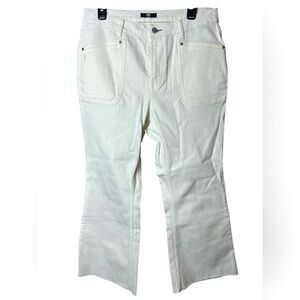 NWOT Frye High Rise Jeans White Women Sz 30 Wide Leg Frayed Hem Cropped Country